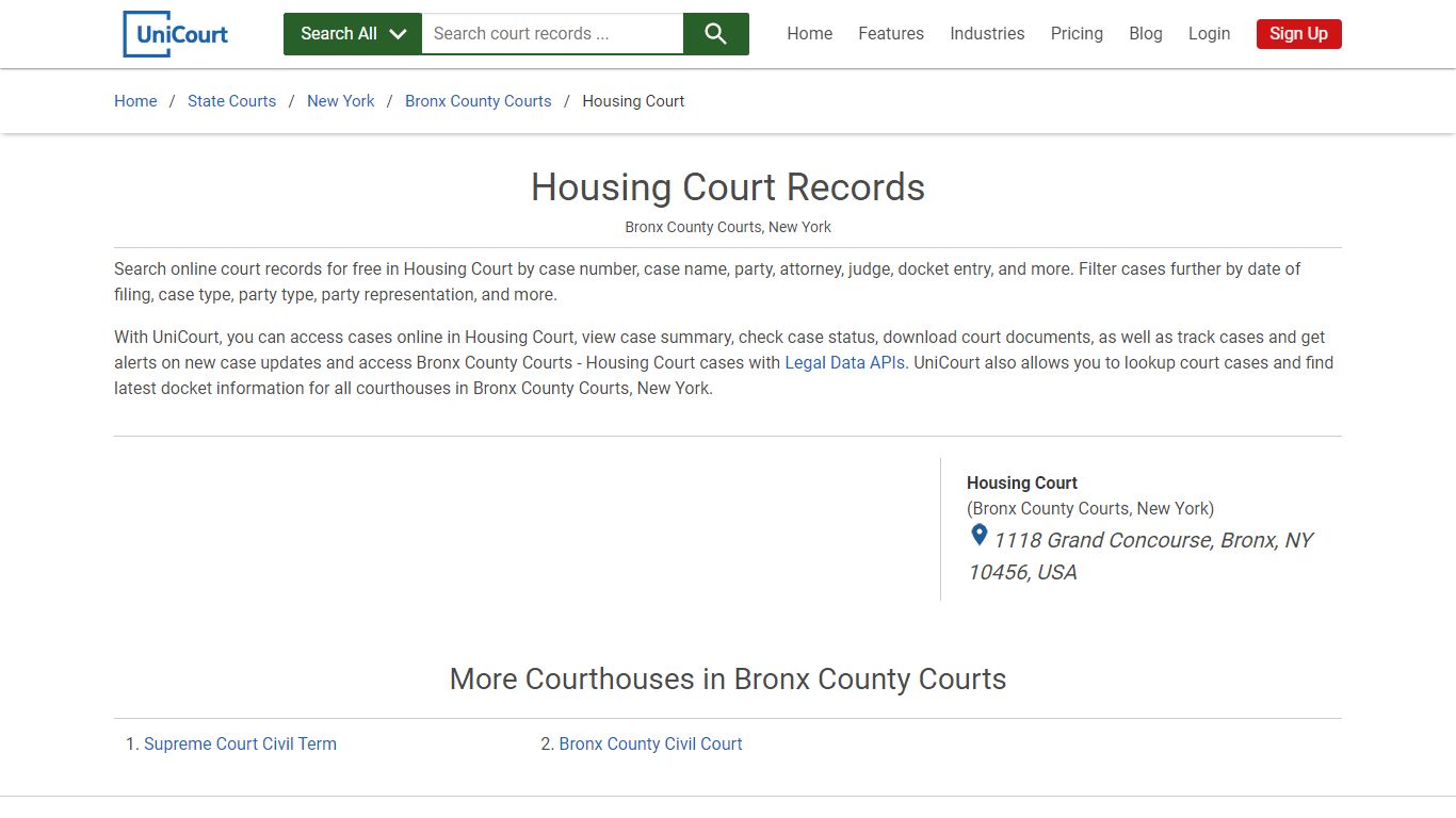 Housing Court Records | Bronx | UniCourt